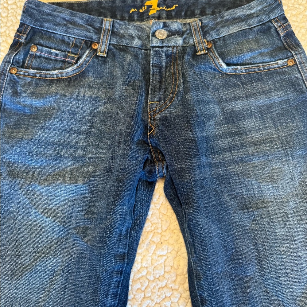 7 For All Mankind Women's Dark Blue Boot Cut Jeans - Picture 4 of 12